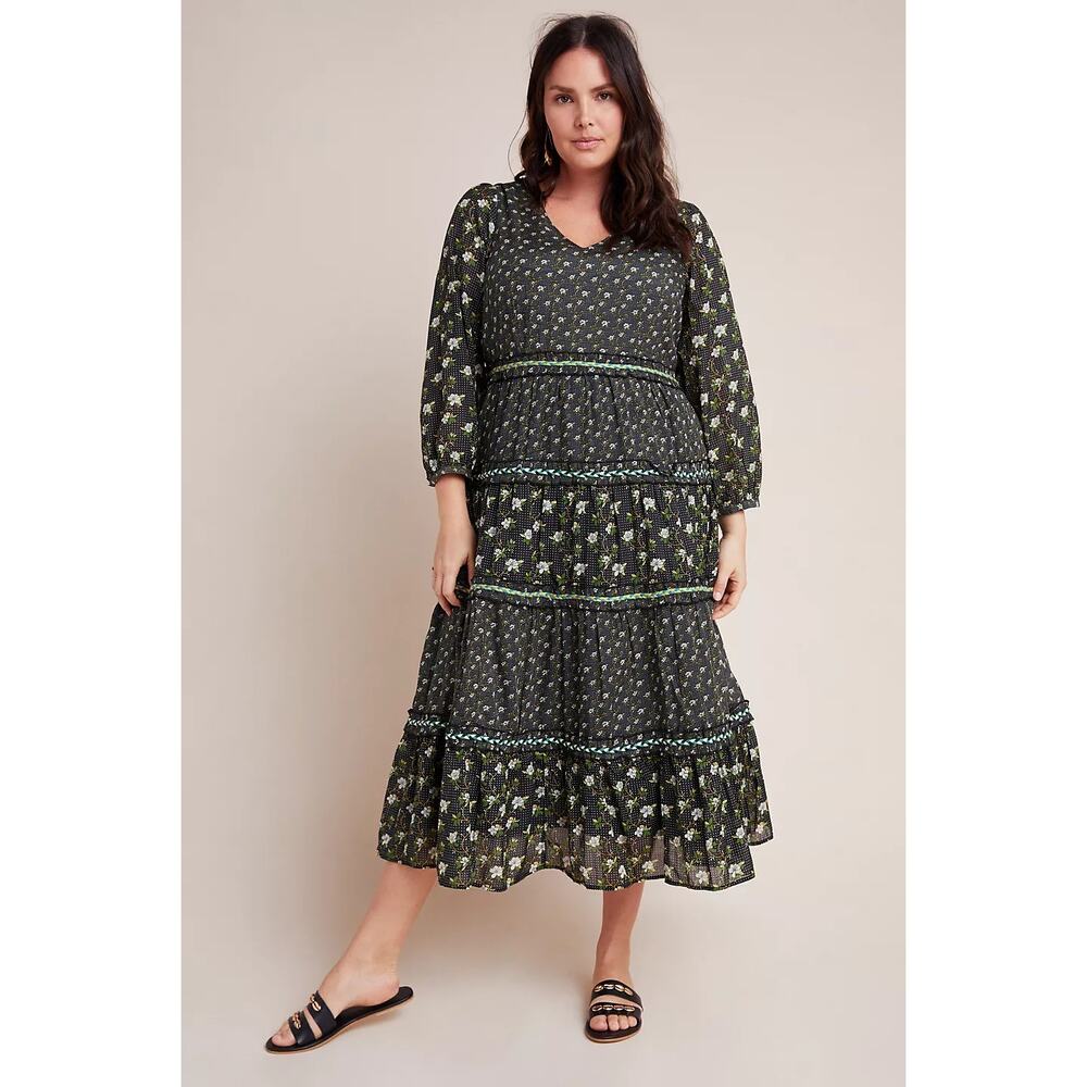 Anthropologie Karoline Tiered Midi Dress